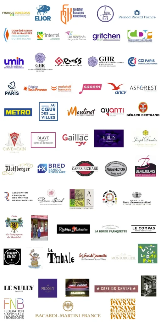 Logos des partenaires et soutiens de l'Association des Bistrots et Cafés de France